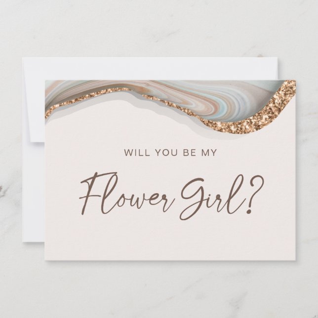 Tarjeta De Agradecimiento Agate Stone Marble Flower Girl Card (Anverso)