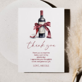 Tarjeta De Agradecimiento Aged To Perfection Red Wine Bow Birthday Party