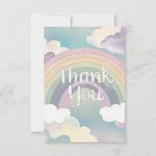 Tarjeta De Agradecimiento Agradable arcoiris y nubes