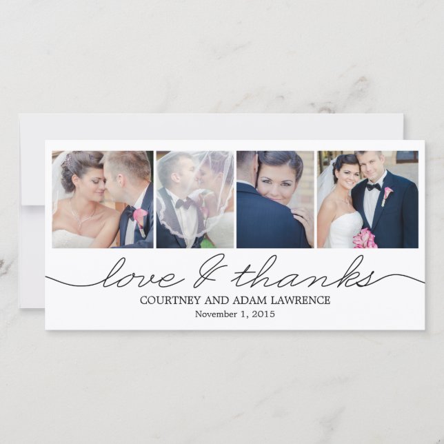 Tarjeta De Agradecimiento Agradable Boda De Escritura Gracias Cartas - Blanc (Anverso)