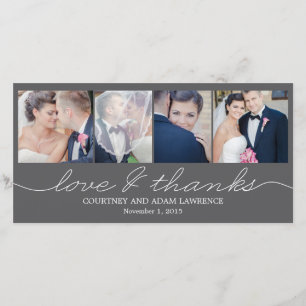 Tarjeta De Agradecimiento Agradable Boda De Escritura Gracias Cartas - Gris