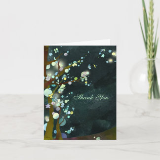Tarjeta De Agradecimiento Agradable Boda Verde Oscuro De Noche Rústica Graci