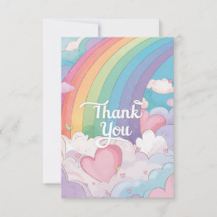 Tarjeta De Agradecimiento Agradable Moda Arcoiris y nubes