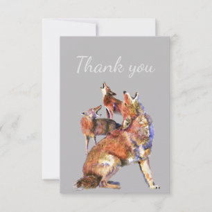 Tarjeta De Agradecimiento Agradecer Acuarela Coyotes Aulladores Arte de la N