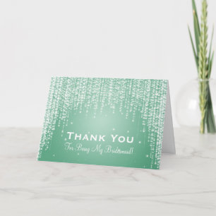 Tarjeta De Agradecimiento Agradecer Dama de Honor Noche Dazzle Verde Menta