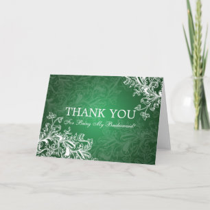 Tarjeta De Agradecimiento Agradecer Dama de Honor Remolinos Vintage Verde