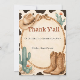Tarjeta De Agradecimiento Agradeceros a Todos Bebé Vaquero Shower Agradecimi