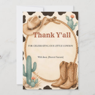 Tarjeta De Agradecimiento Agradeceros a Todos Bebé Vaquero Shower Agradecimi