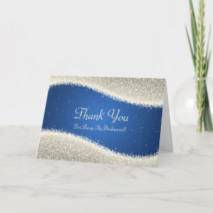 Tarjeta De Agradecimiento Agradecida Dama de Honor Brillantes Chispas Azules