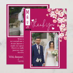 Tarjeta De Agradecimiento Agradecido con vino de flores