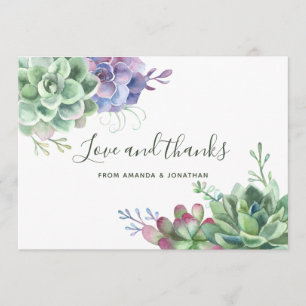 Tarjeta De Agradecimiento Agradecimientos de boda de cactus suculentos de ac