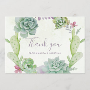 Tarjeta De Agradecimiento Agradecimientos de boda de cactus suculentos de de