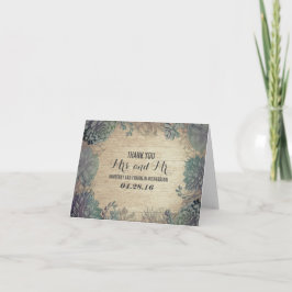 Tarjeta De Agradecimiento Agradecimientos de Boda de Madera Rústica con Sucu