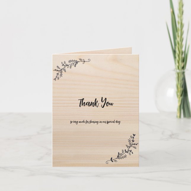 Tarjeta De Agradecimiento Agradecimientos de madera personalizados de la tar (Anverso)