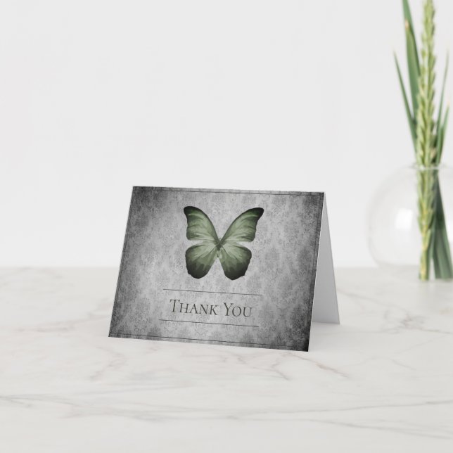 Tarjeta De Agradecimiento Agradecimientos de matrimonio de mariposa blanca (Anverso)