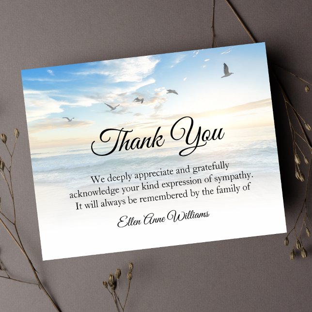 Tarjeta De Agradecimiento Agradecimientos por la naturaleza | Incertidumbre (Beach Sympathy Thank You Card)