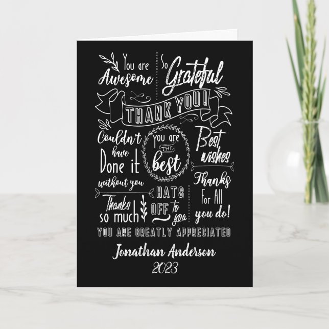 Tarjeta De Agradecimiento Agradezco Chalkboard (Anverso)