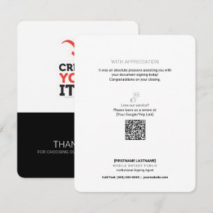 Tarjeta De Agradecimiento Agrega tu Logo Notaría Pública Móvil QR