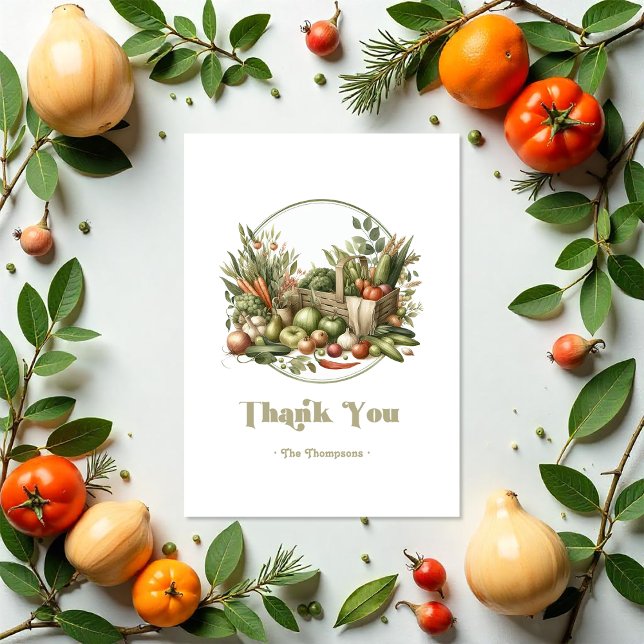 Tarjeta De Agradecimiento Agricultores Rústicos cultivados localmente comerc (Locally Grown Rustic Farmers Market Baby Shower Thank You Card)