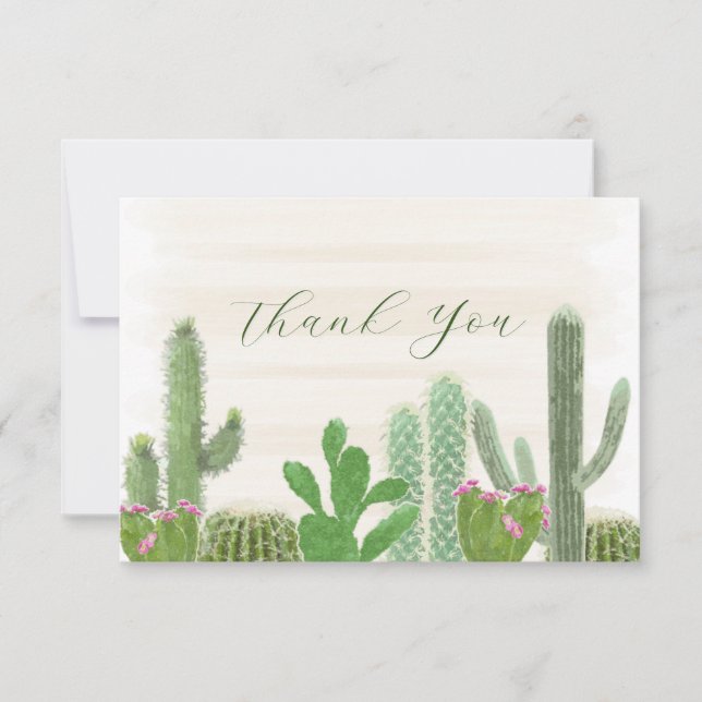 Tarjeta De Agradecimiento Agua Fiesta Cactus Plantas Gracias (Anverso)