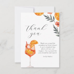 Tarjeta De Agradecimiento Agua Floral Aperol Spritz Bridal Shower