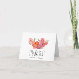 Tarjeta De Agradecimiento Agua Floral de Oro Rosa Gracias
