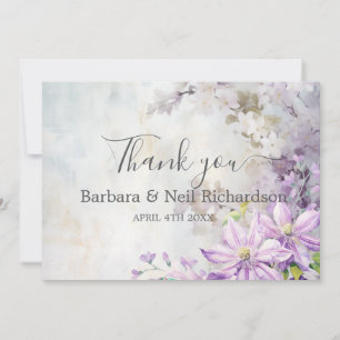 Tarjeta De Agradecimiento Agua Floral Lavanda Boda Gracias