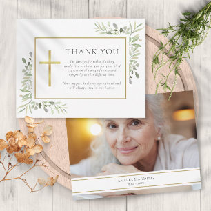Tarjeta De Agradecimiento Agua funeraria acuarela verde cristianofoto