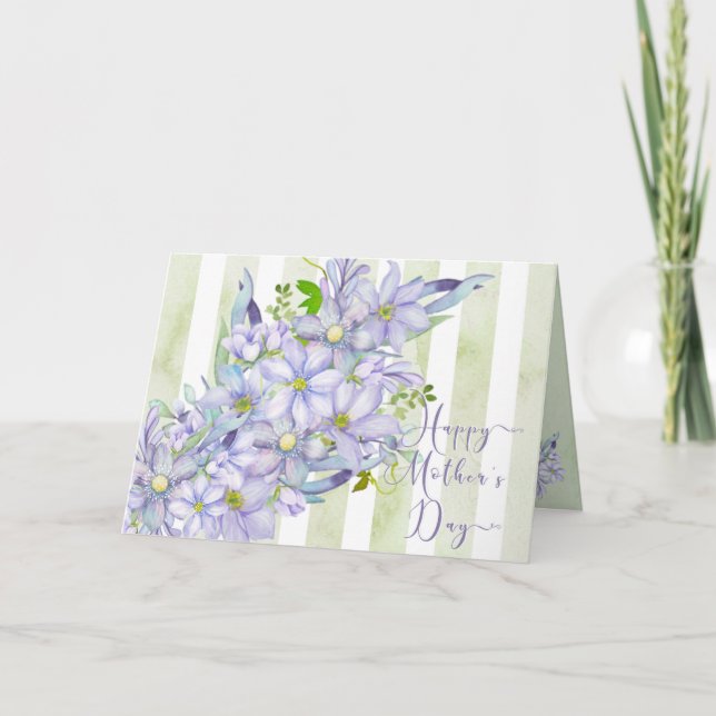 Tarjeta De Agradecimiento Agua suave Lilac Clematis Día de la Madre (Anverso)