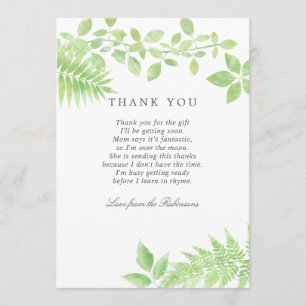 Tarjeta De Agradecimiento Agua verde verde Baby Shower Gracias