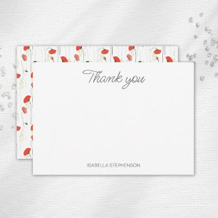 Tarjeta De Agradecimiento Aguamarina Amapolas Flores Silvestres Personalizad