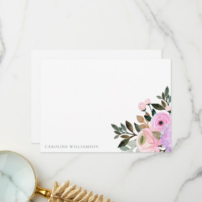 Tarjeta De Agradecimiento Aguamarina Floral Acuarela Despedida de Soltera Pe (Anverso/Reverso In Situ)