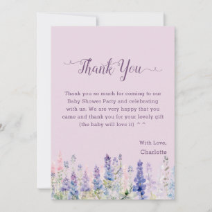 Tarjeta De Agradecimiento Aguamarina Flores de Lupino Coloridas Baby Shower