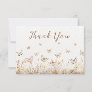 Tarjeta De Agradecimiento Aguamarina Flores Silvestres Mariposa Boho Baby Sh