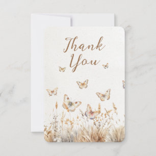 Tarjeta De Agradecimiento Aguamarina Flores Silvestres Mariposa Boho Baby Sh