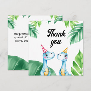Tarjeta De Agradecimiento Aguamarina Trex Verde Infantil Cumpleaños 3