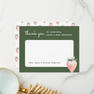 Tarjeta De Agradecimiento Aguarela Fresa Dulce Fiesta de Bebé