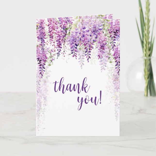 Tarjeta De Agradecimiento Aguas moradas Wisteria Ducha Bridal (Anverso)