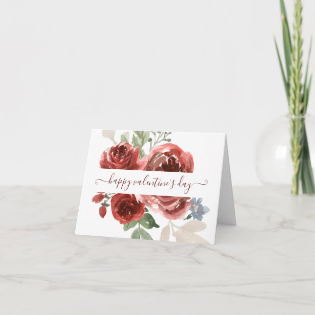Tarjeta De Agradecimiento Aguas rojas profundas florales valentinas (Anverso)