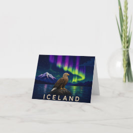 Tarjeta De Agradecimiento Águila de cola blanca luces del norte Islandia gra