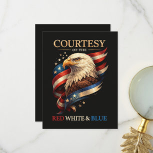 Tarjeta De Agradecimiento Águila Patriótica Roja Blanca y Azul Vintage 
