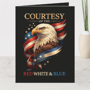 Tarjeta De Agradecimiento Águila Patriótica Roja Blanca y Azul Vintage 