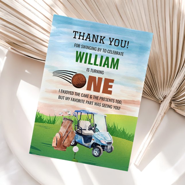 Tarjeta De Agradecimiento Agujero acuático en un primer cumpleaños de golf (Subido por el creador)