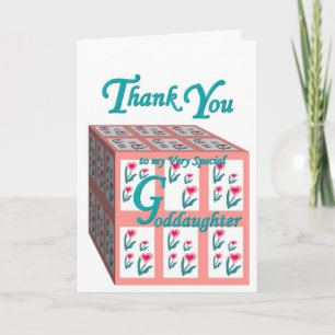 Tarjeta De Agradecimiento AHIJADA Dama de honor - GRACIAS Flores del corazón