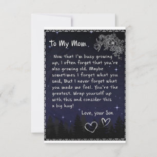 Tarjeta De Agradecimiento Ahora que estoy ocupado creciendo - hijo de mamá