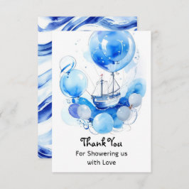 Tarjeta De Agradecimiento ¡Ahoy! Baby Shower Nautical Magic Boy