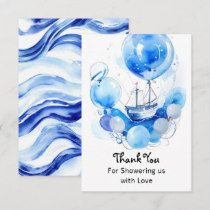 Tarjeta De Agradecimiento ¡Ahoy! Baby Shower Nautical Magic Boy