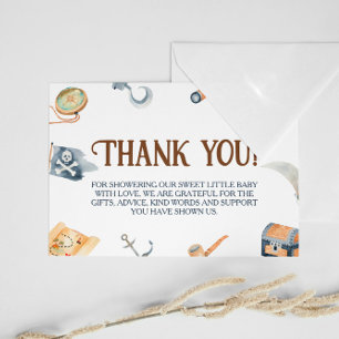 Tarjeta De Agradecimiento Ahoy es el Baby Shower de un muchacho pirata