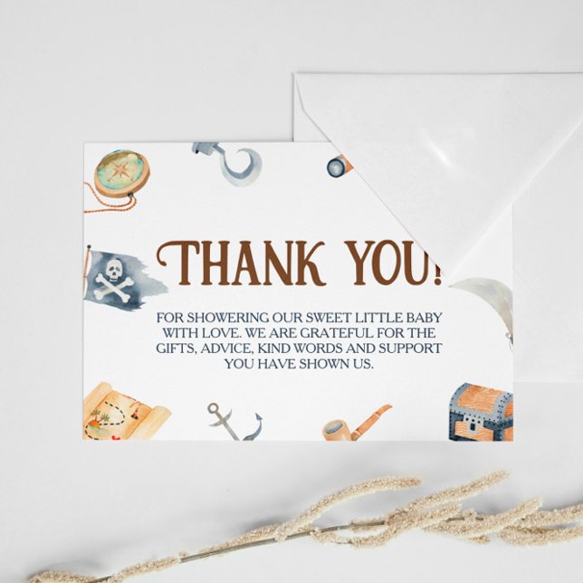 Tarjeta De Agradecimiento Ahoy es el Baby Shower de un muchacho pirata (Subido por el creador)