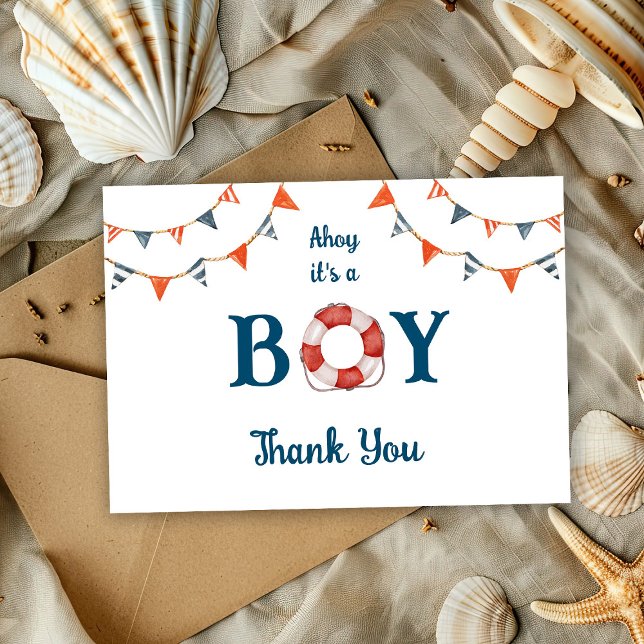 Tarjeta De Agradecimiento Ahoy es un Baby Shower de Boy Nautical (Subido por el creador)